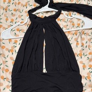 Black high neck halter top
